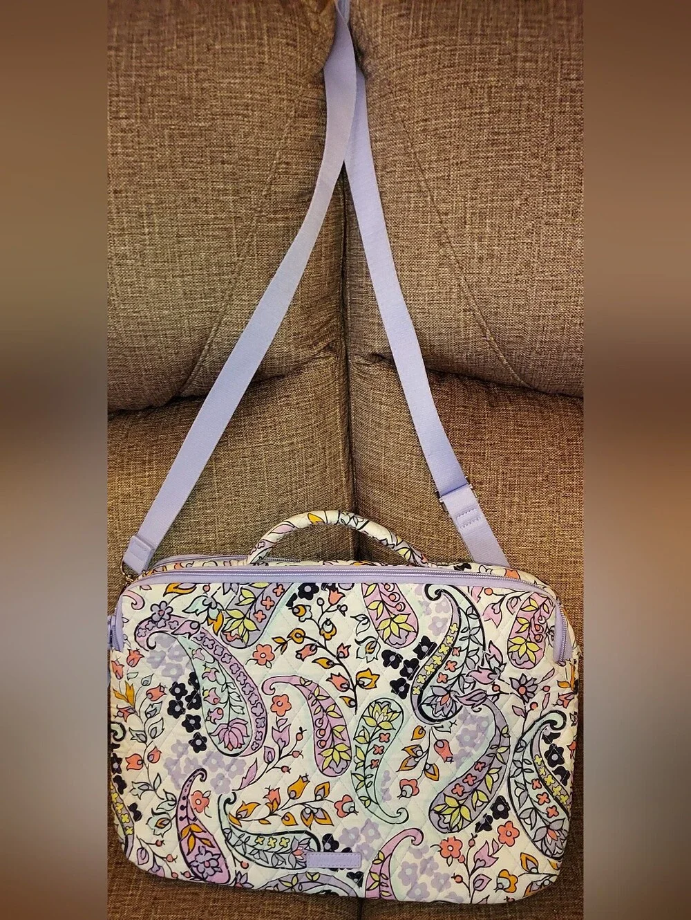 Vera Bradley Pastel Paisley Laptop Bag with Lilac Strap
